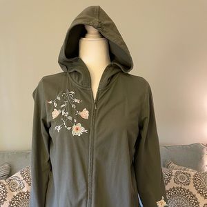 Embroidered zip hoodie jacket